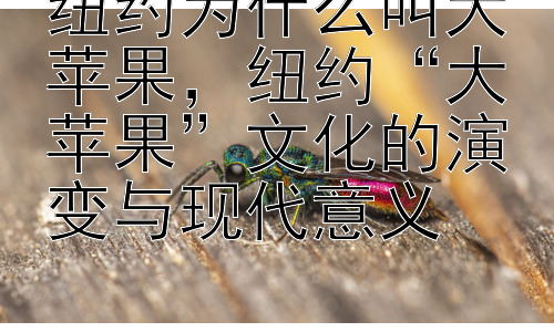 纽约为什么叫大苹果，纽约“大苹果”文化的演变与现代意义插图