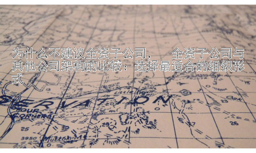 为什么不建议全资子公司，  全资子公司与其他公司架构的比较：选择最适合的组织形式插图