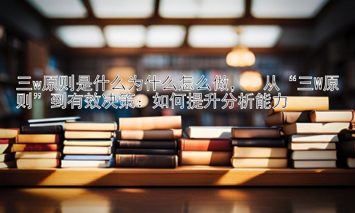 三w原则是什么为什么怎么做，  从“三W原则”到有效决策：如何提升分析能力插图