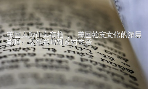美国人为什么有枪 ， 美国枪支文化的深层影响：从好莱坞到乡村生活插图